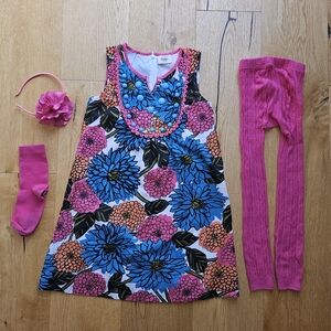 Mini Boden girl lot Size 8 9 10 Dress Footless Tights crewcuts hair band zinnia